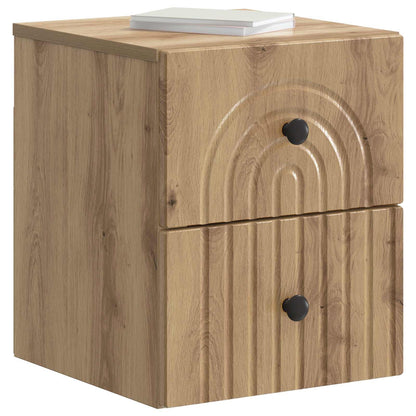 vidaXL Wall-Mounted Bedside Cabinet 2 pcs Artisan Oak 3