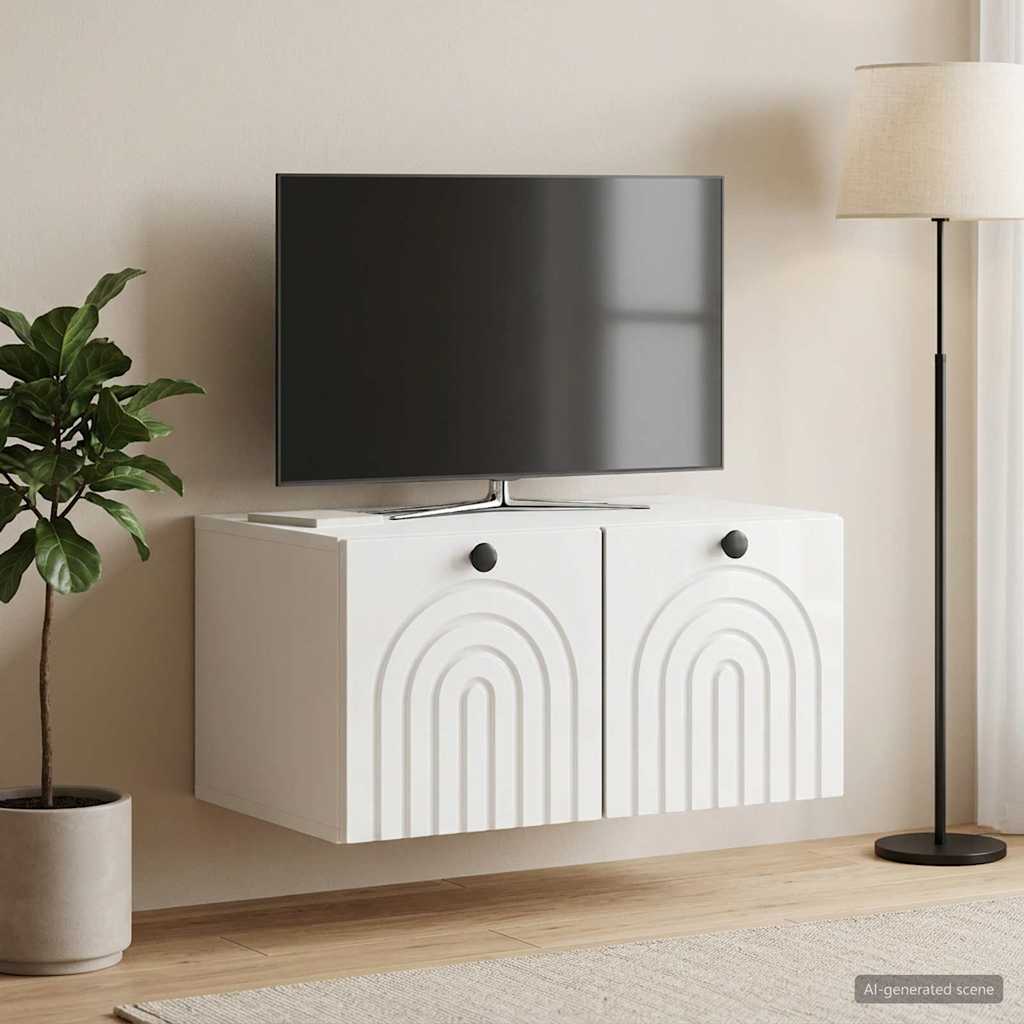 vidaXL Wall-Mounted TV Cabinet High Gloss White 59.5 x 41 x 30 cm 1