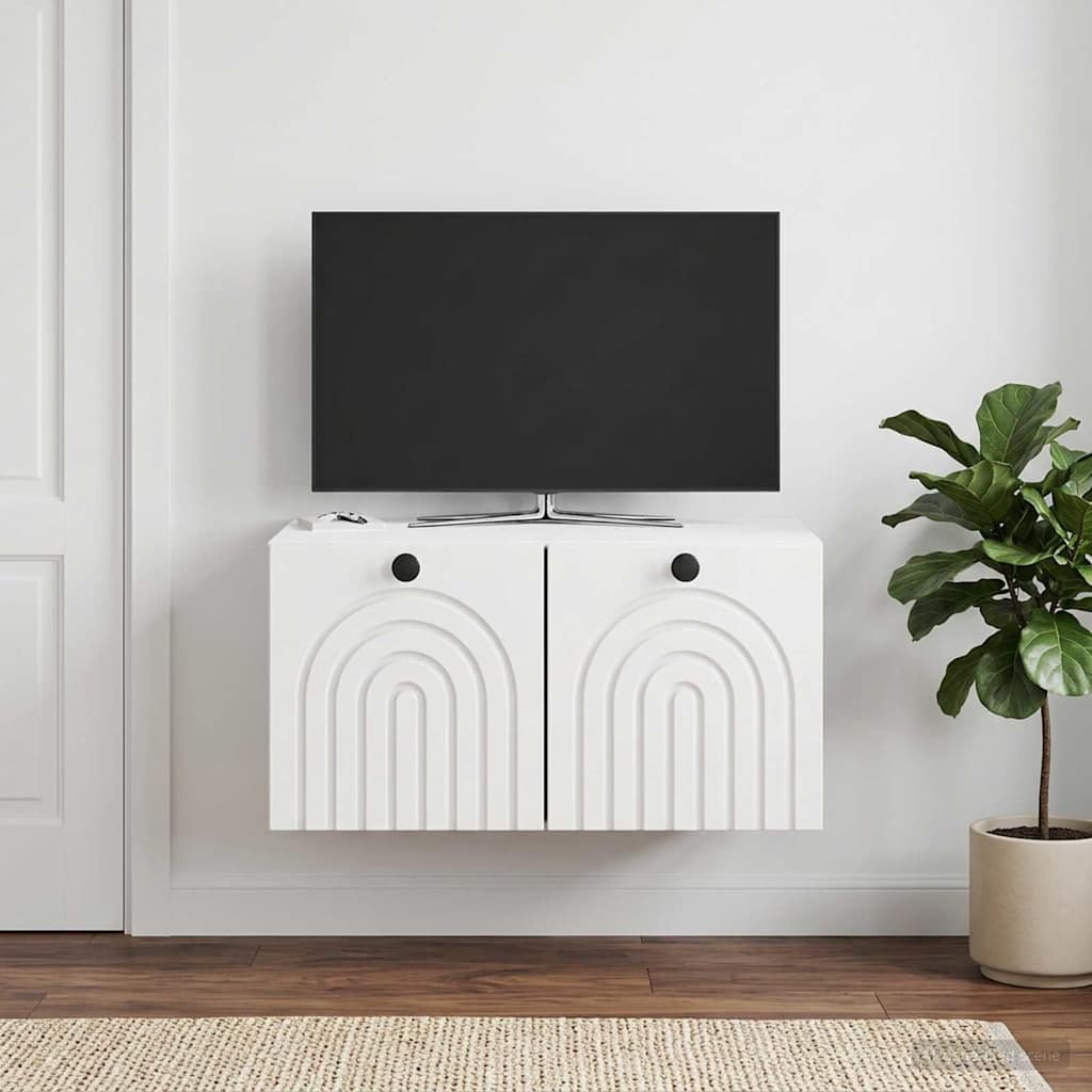 vidaXL Wall-Mounted TV Cabinet High Gloss White 59.5 x 41 x 30 cm 4