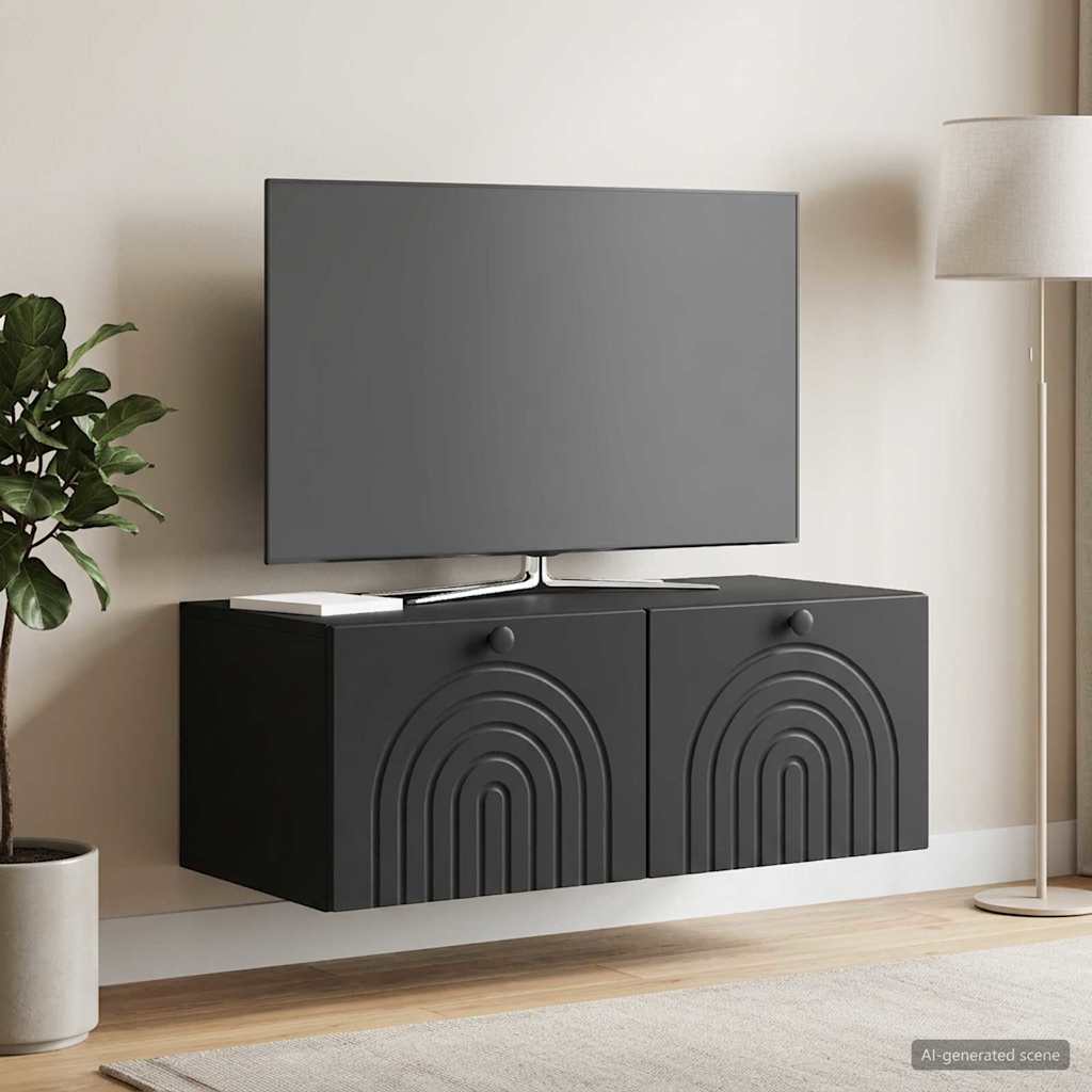 vidaXL Wall-Mounted TV Cabinet Black 78.5 x 41 x 30 cm Engineered Wood 1