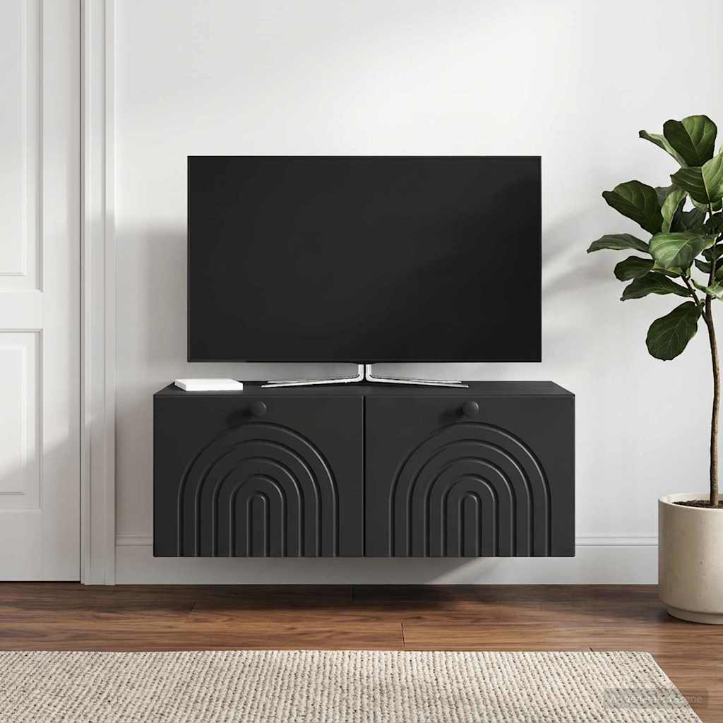 vidaXL Wall-Mounted TV Cabinet Black 78.5 x 41 x 30 cm Engineered Wood 4