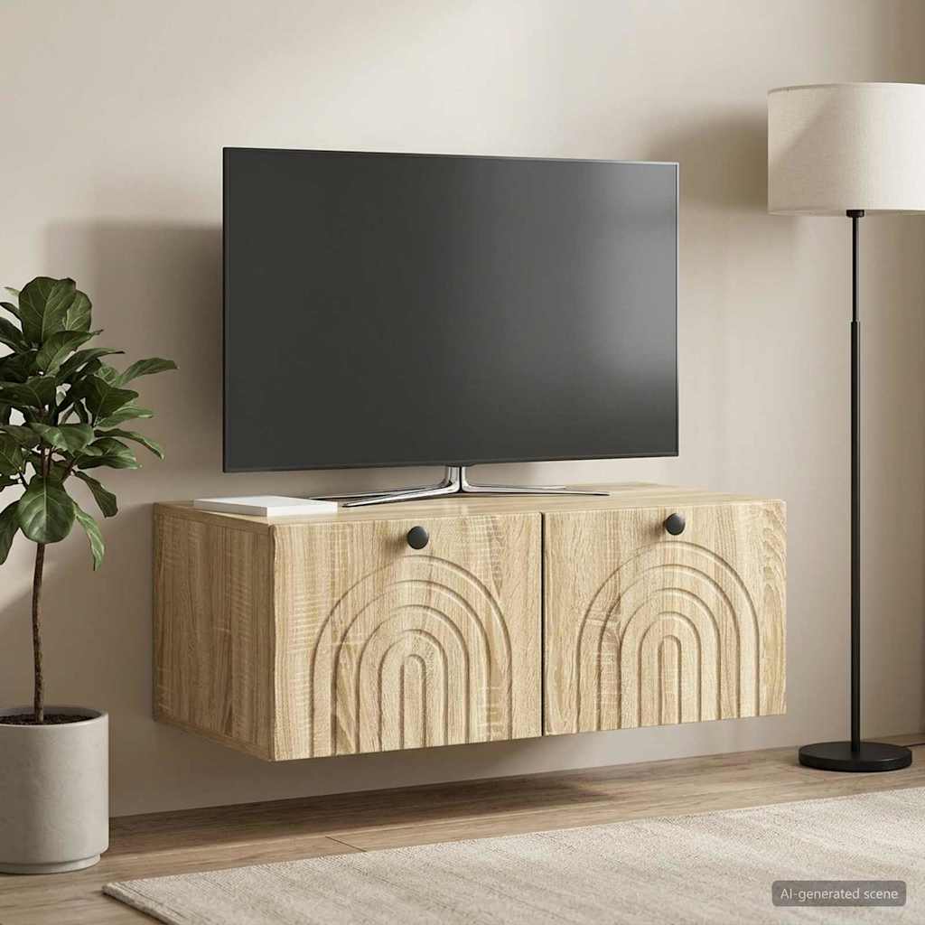 vidaXL Wall-Mounted TV Cabinet Sonoma Oak 78.5 x 41 x 30 cm 4