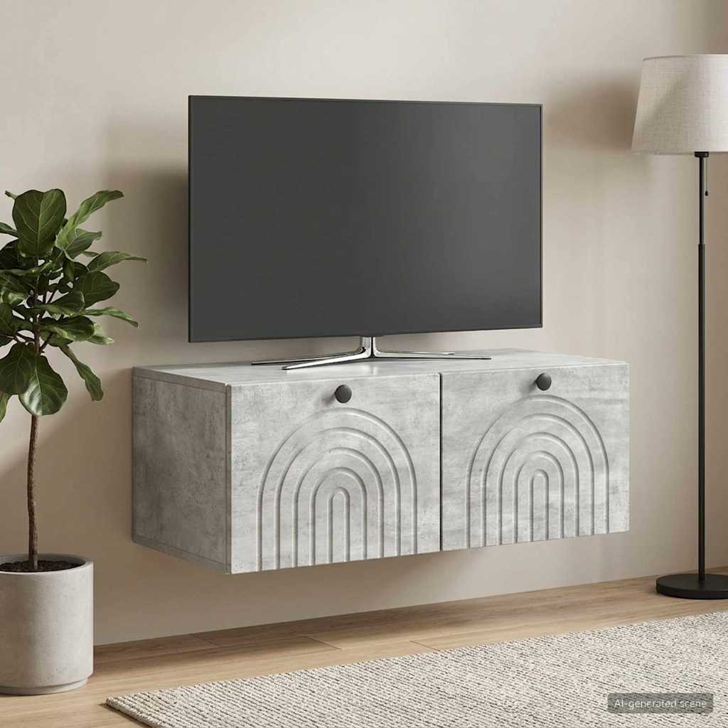 vidaXL Wall-Mounted TV Cabinet Concrete Grey 78.5 x 41 x 30 cm 4