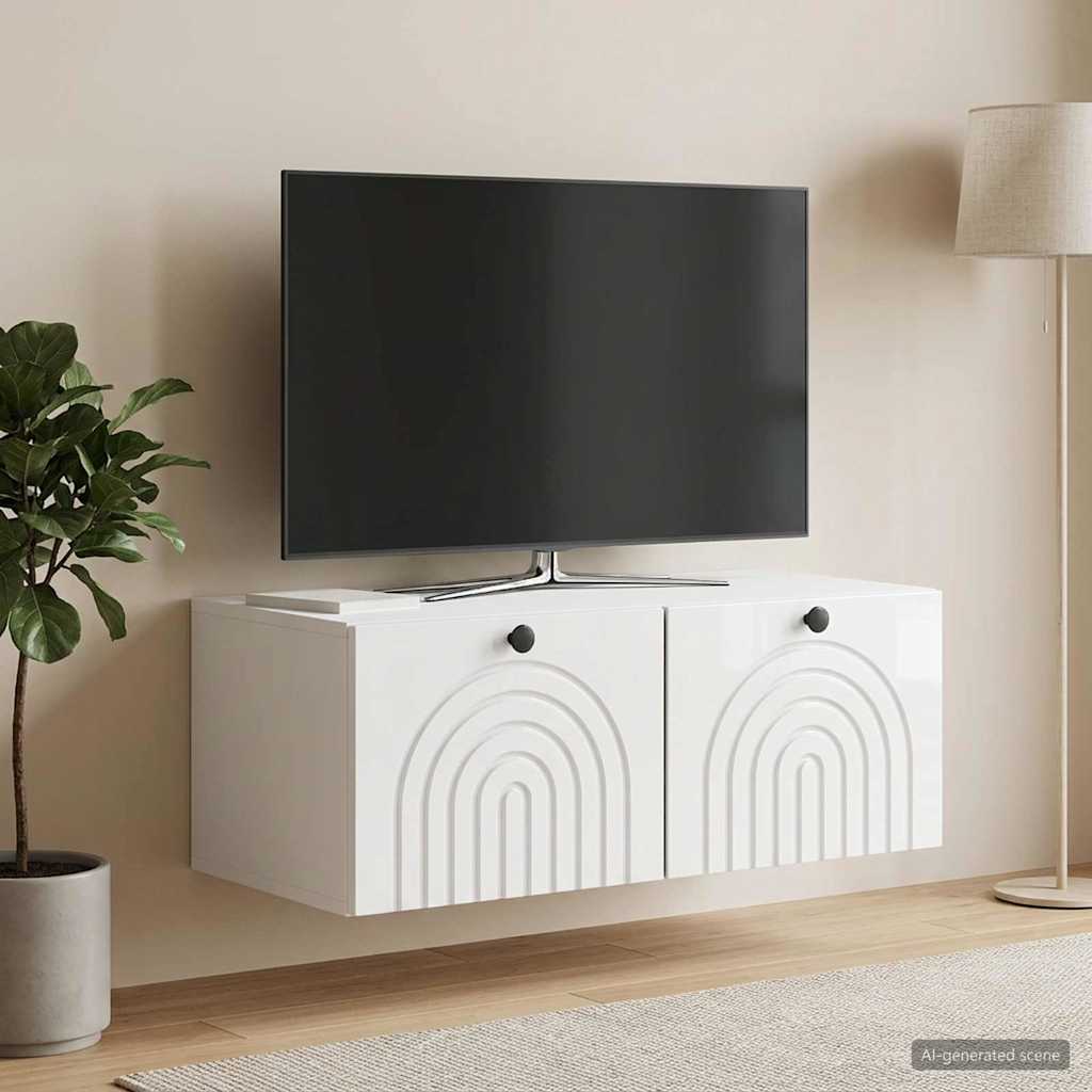 vidaXL Wall-Mounted TV Cabinet High Gloss White 78.5 x 41 x 30 cm 4