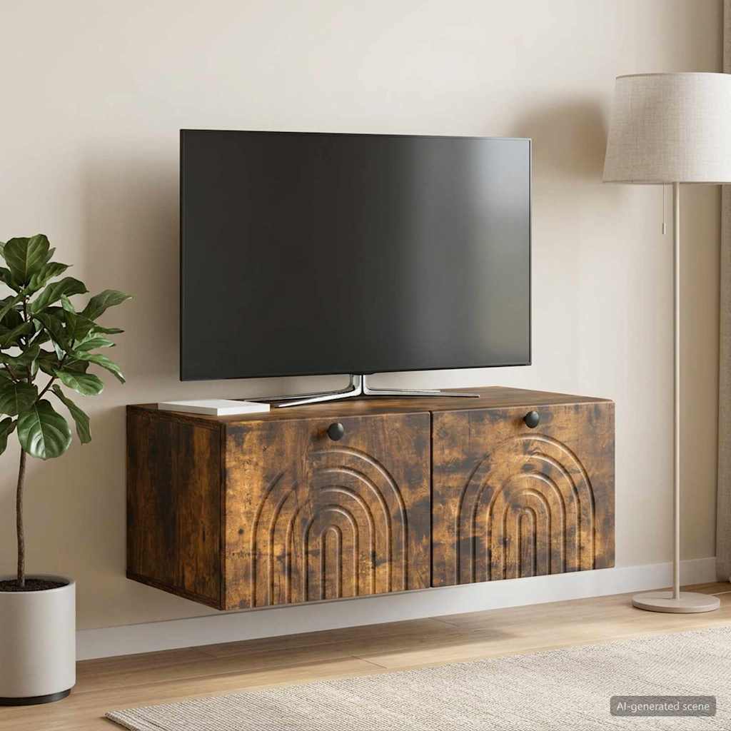 vidaXL Wall-Mounted TV Cabinet Smoked Oak 78.5 x 41 x 30 cm 4