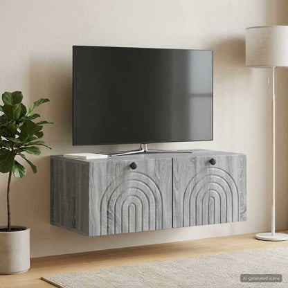 vidaXL Wall-Mounted TV Cabinet Grey Sonoma 78.5 x 41 x 30 cm 4