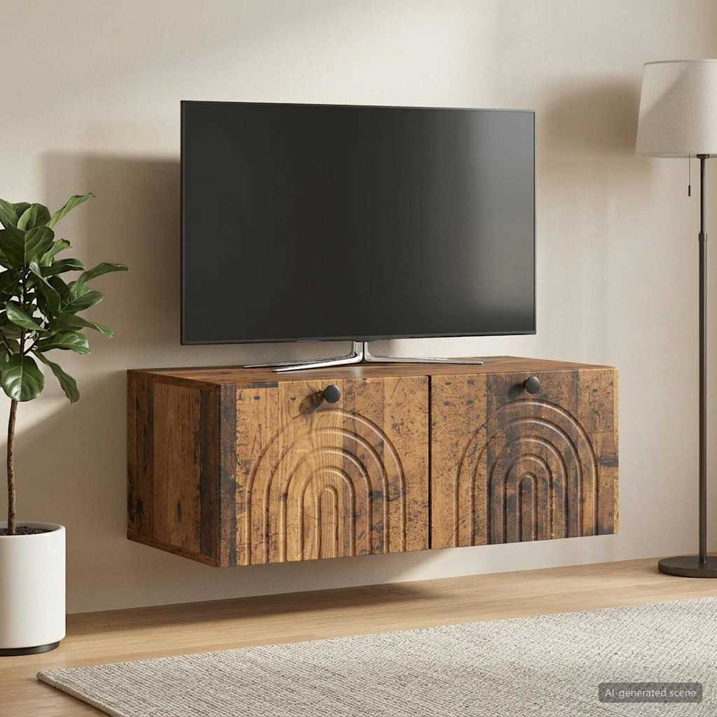 vidaXL Wall-Mounted TV Cabinet Wall-mounted Old Wood 78.5 x 41 x 30 cm 4