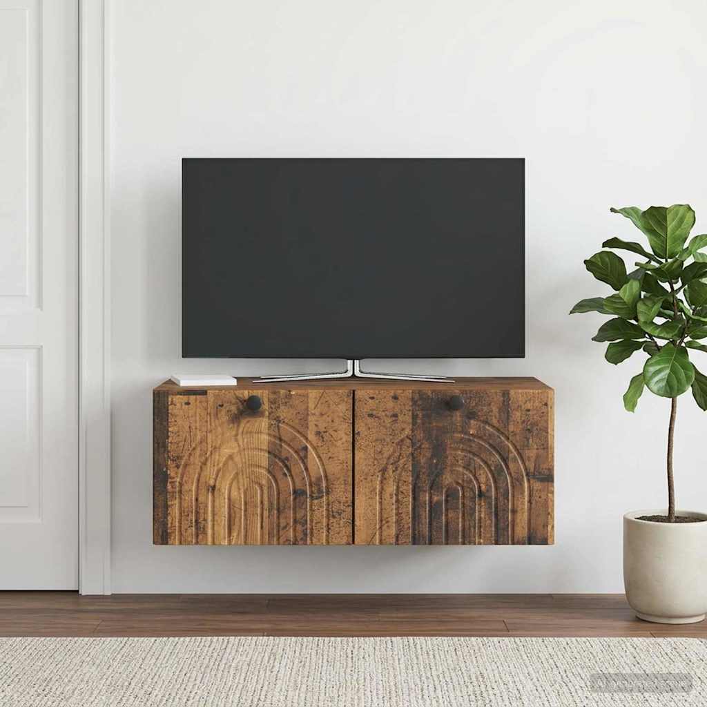vidaXL Wall-Mounted TV Cabinet Wall-mounted Old Wood 78.5 x 41 x 30 cm 1
