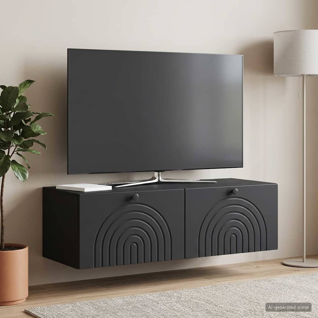 vidaXL Wall-Mounted TV Cabinet Black 99 x 41 x 30 cm Engineered Wood 4
