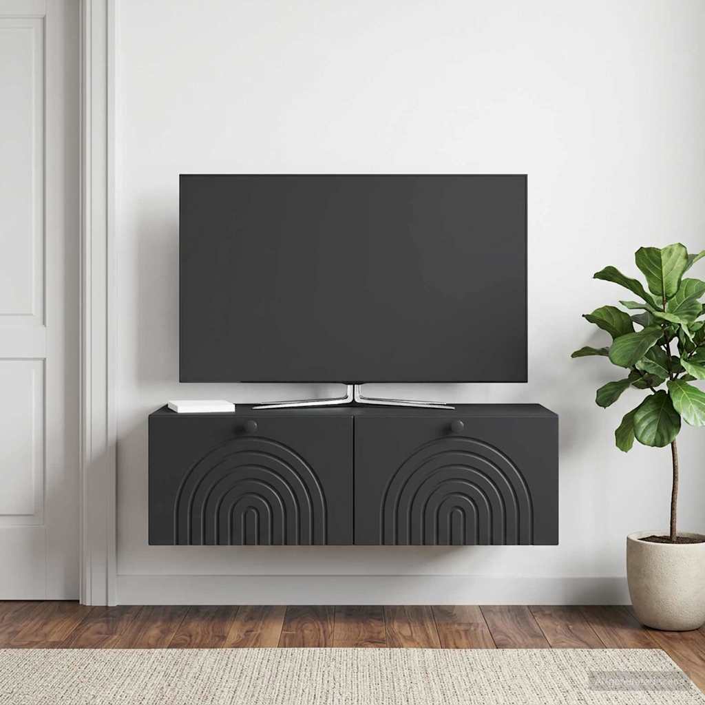 vidaXL Wall-Mounted TV Cabinet Black 99 x 41 x 30 cm Engineered Wood 1