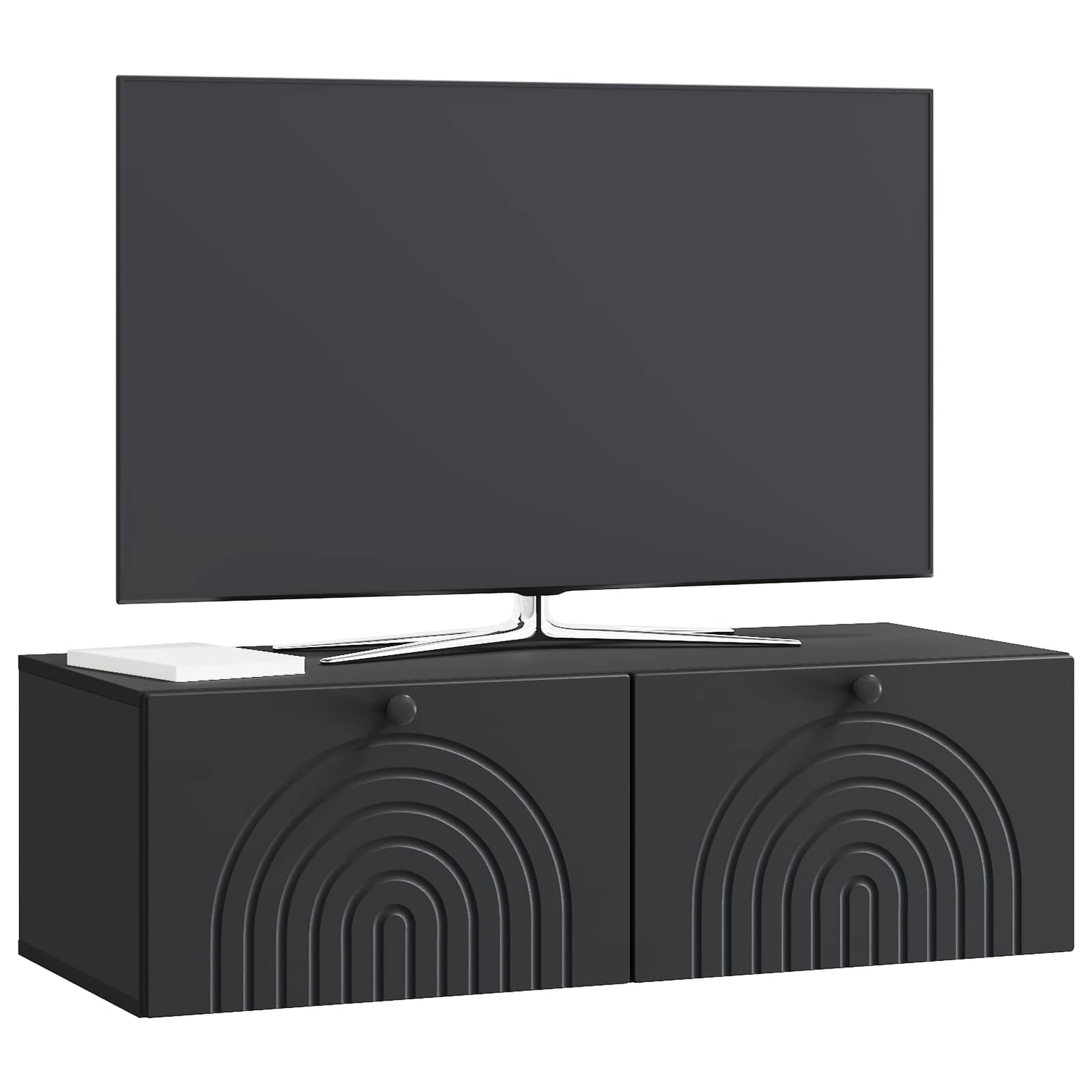 vidaXL Wall-Mounted TV Cabinet Black 99 x 41 x 30 cm Engineered Wood 3