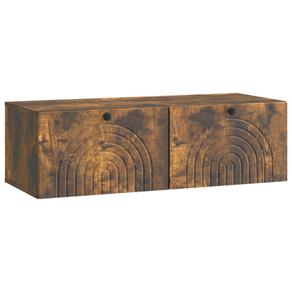 vidaXL Wall-Mounted TV Cabinet Wall-mounted Smoked Oak 99 x 41 x 30 cm 2