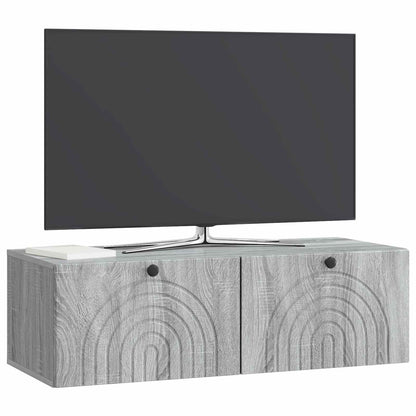 vidaXL Wall-Mounted TV Cabinet Grey Sonoma 99 x 41 x 30 cm 3