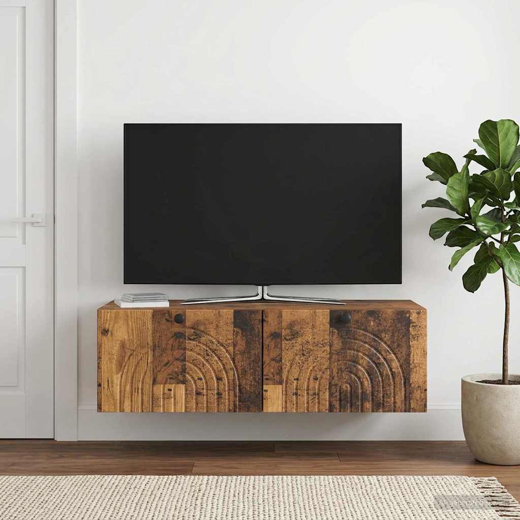 vidaXL Wall-Mounted TV Cabinet Wall-mounted Old Wood 99 x 41 x 30 cm 4