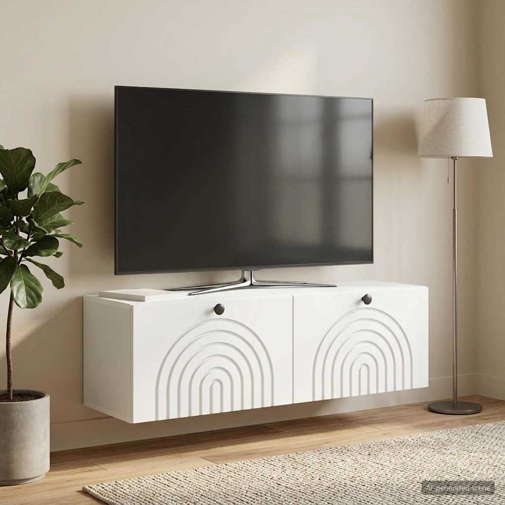 vidaXL Wall-Mounted TV Cabinet White 98 x 31 x 30 cm Engineered Wood 1