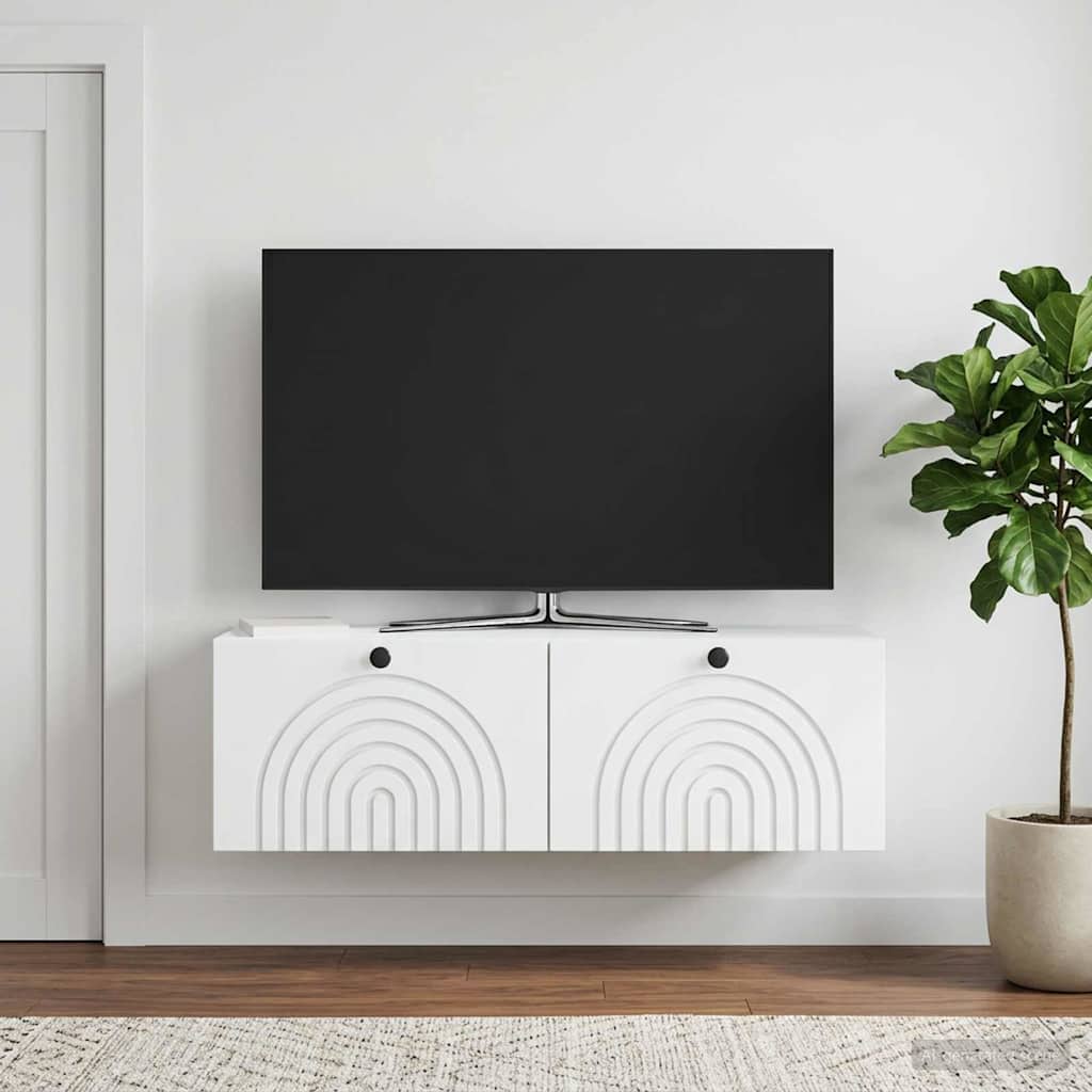 vidaXL Wall-Mounted TV Cabinet White 98 x 31 x 30 cm Engineered Wood 4