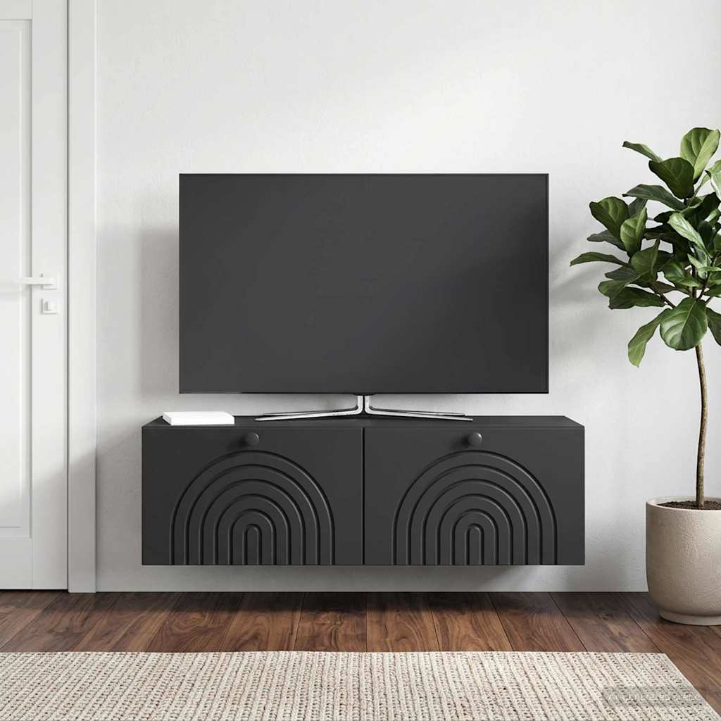 vidaXL Wall-Mounted TV Cabinet Black 98 x 31 x 30 cm Engineered Wood 4