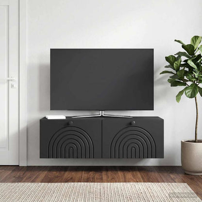 vidaXL Wall-Mounted TV Cabinet Black 98 x 31 x 30 cm Engineered Wood 4