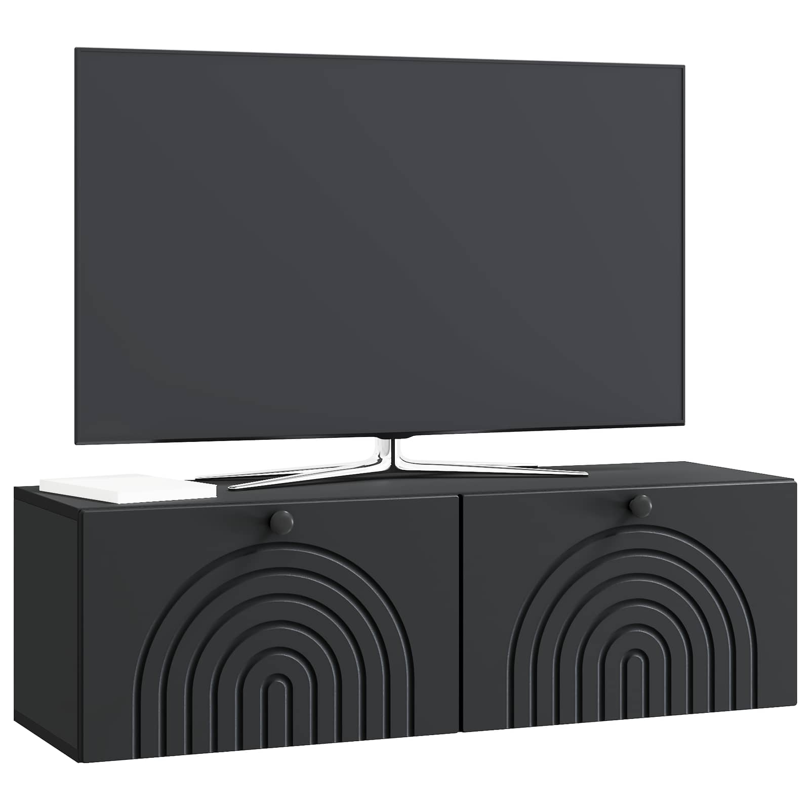 vidaXL Wall-Mounted TV Cabinet Black 98 x 31 x 30 cm Engineered Wood 3