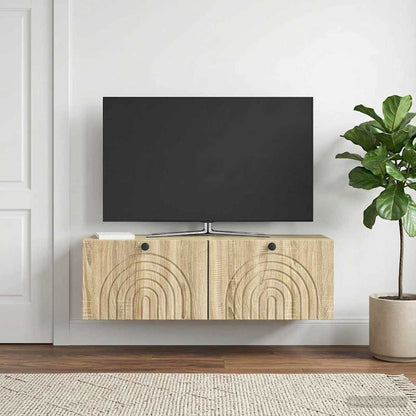 vidaXL Wall-Mounted TV Cabinet Wall-mounted Sonoma Oak 98 x 31 x 30 cm 4