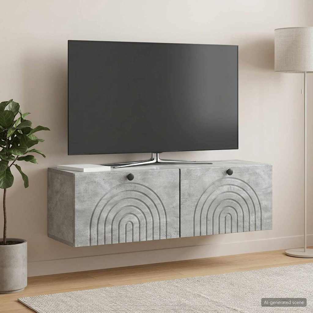 vidaXL Wall-Mounted TV Cabinet Concrete Grey 98 x 31 x 30 cm 4