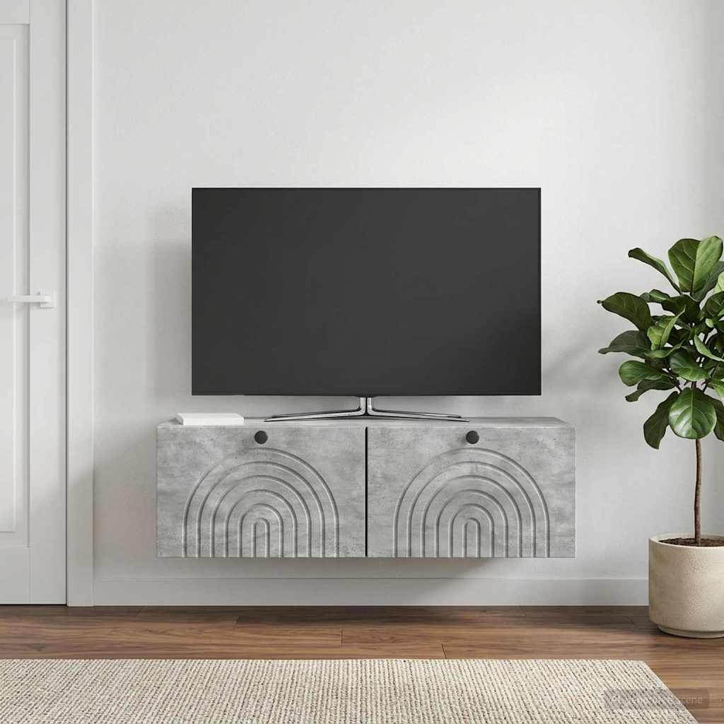 vidaXL Wall-Mounted TV Cabinet Concrete Grey 98 x 31 x 30 cm 1