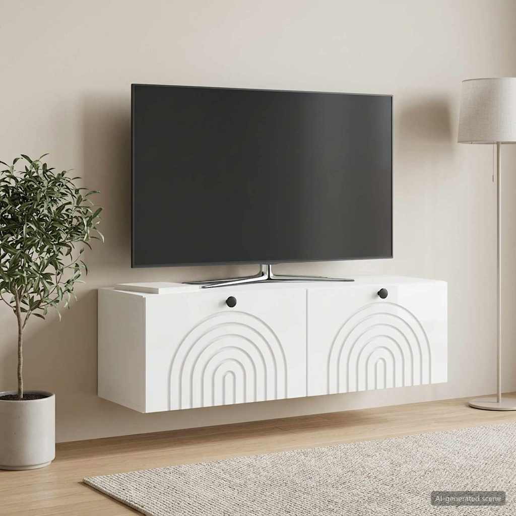 vidaXL Wall-Mounted TV Cabinet High Gloss White 98 x 31 x 30 cm 4