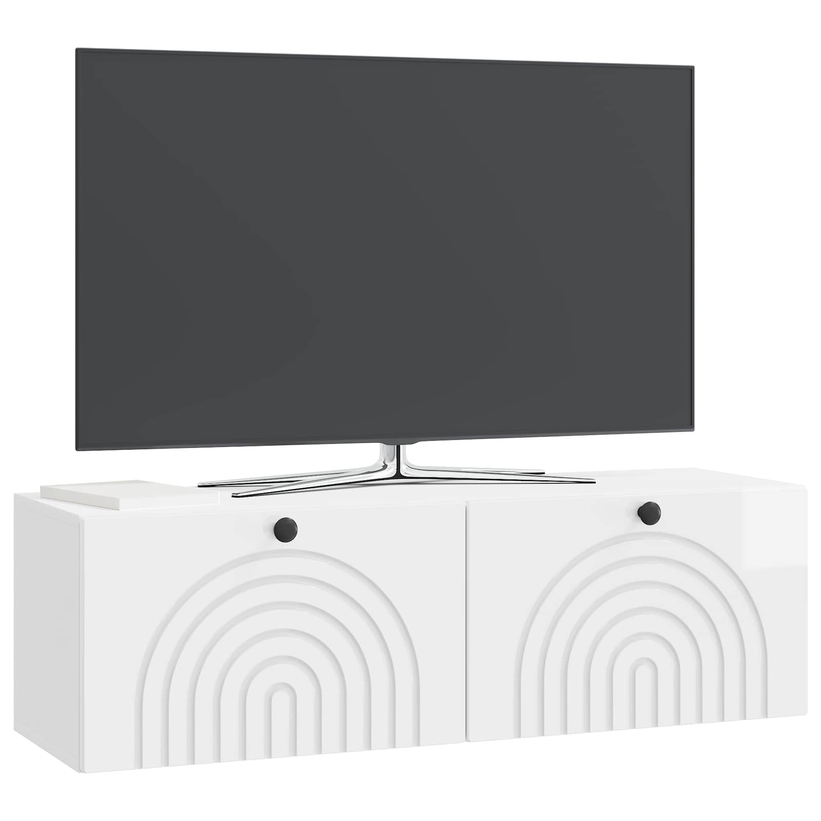 vidaXL Wall-Mounted TV Cabinet High Gloss White 98 x 31 x 30 cm 3