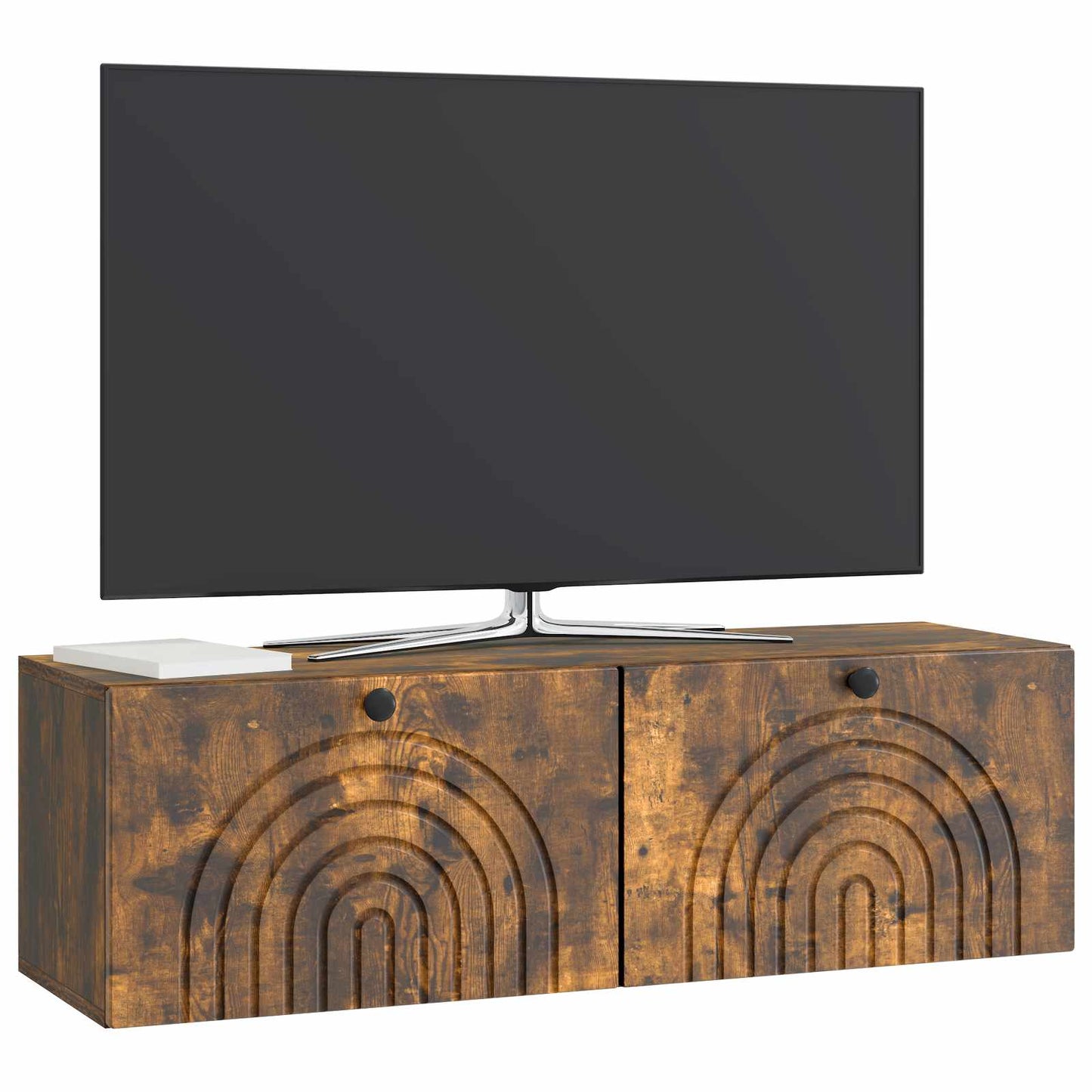 vidaXL Wall-Mounted TV Cabinet Wall-mounted Smoked Oak 98 x 31 x 30 cm 3