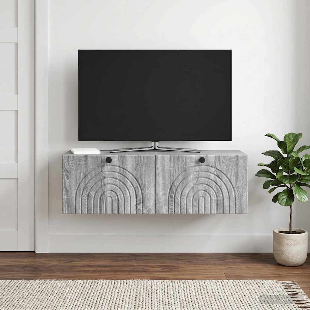 vidaXL Wall-Mounted TV Cabinet Grey Sonoma 98 x 31 x 30 cm 1