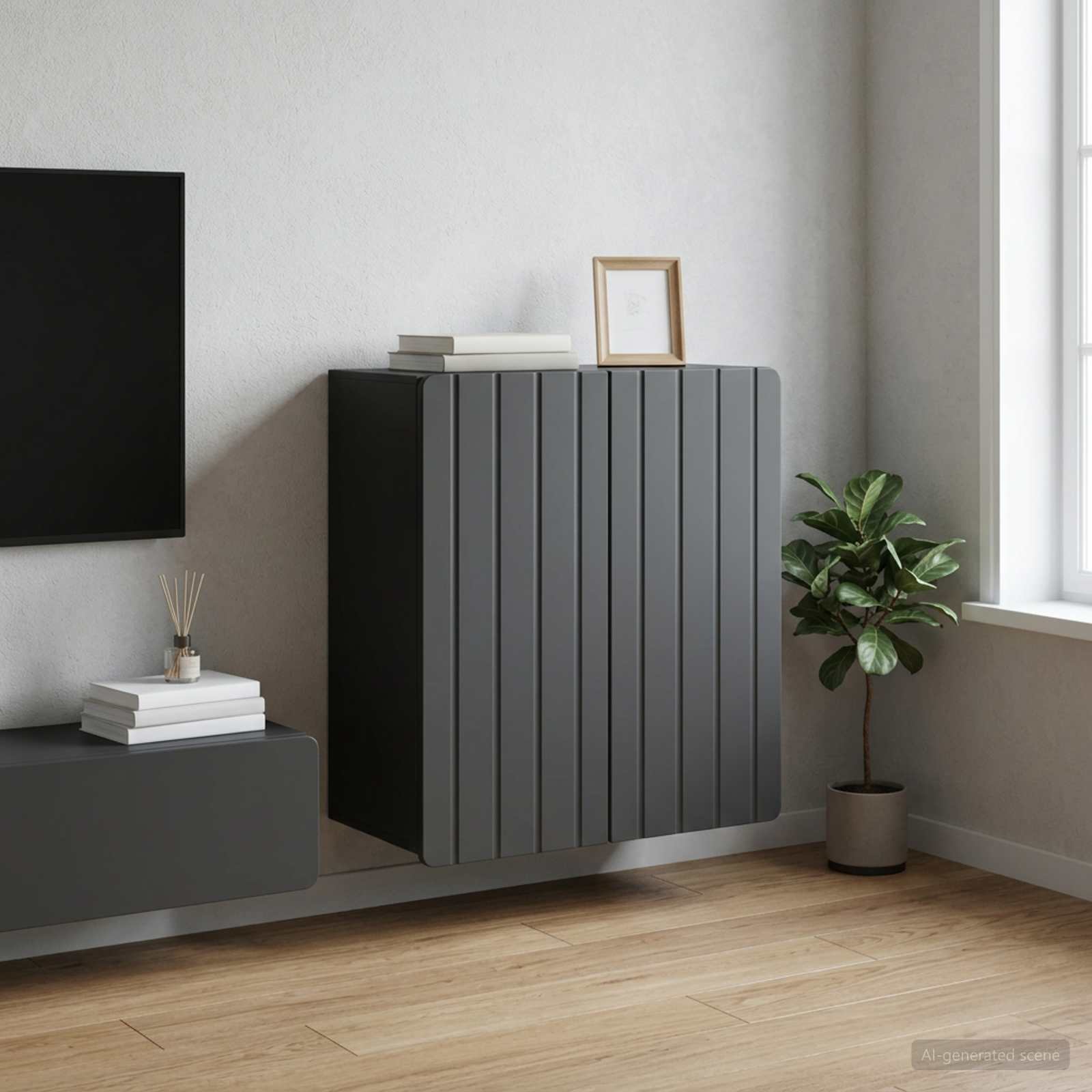vidaXL Wall-Mounted Cabinet Black 59 x 31 x 64 cm Engineered Wood 1