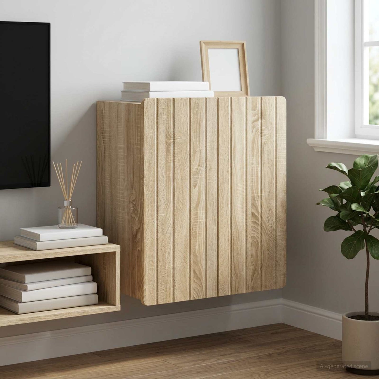 vidaXL Wall-Mounted Cabinet Sonoma Oak 59 x 31 x 64 cm Engineered Wood 1