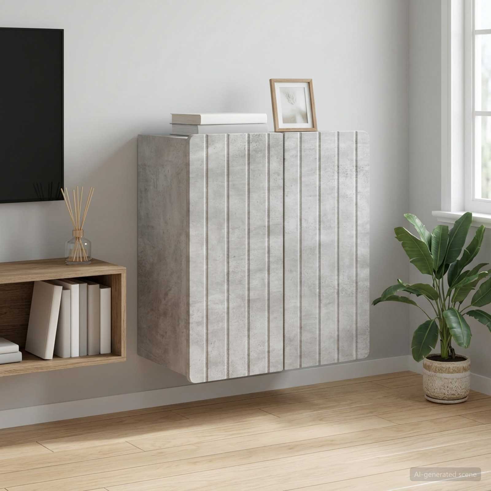 vidaXL Wall-Mounted Cabinet Concrete Grey 59 x 31 x 64 cm 1