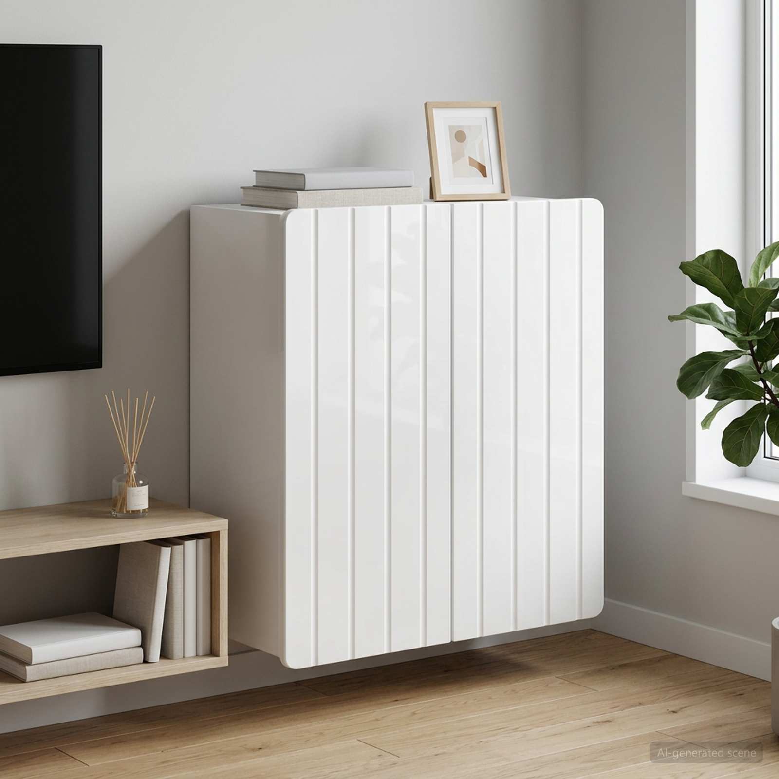vidaXL Wall-Mounted Cabinet High Gloss White 59 x 31 x 64 cm 1