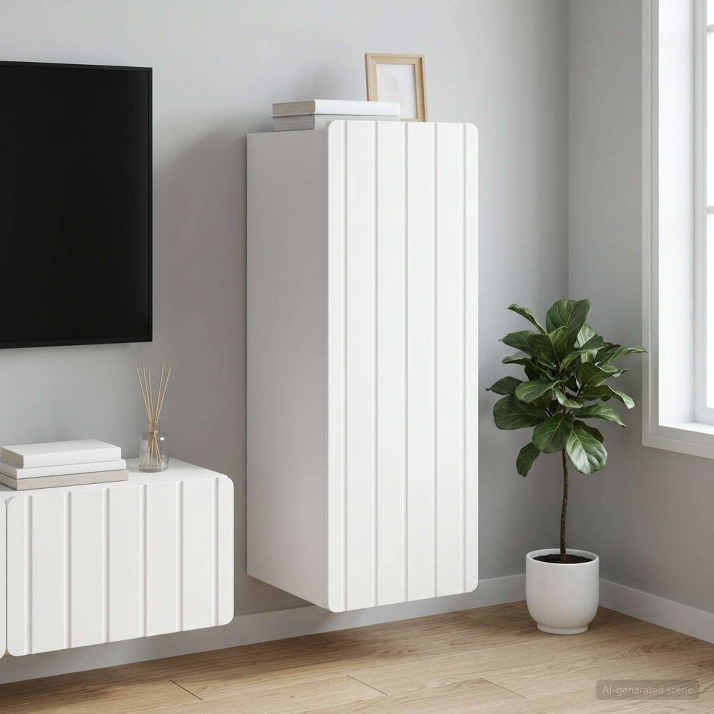 vidaXL Wall-Mounted Cabinet White 33 x 34.5 x 94 cm Engineered Wood 1