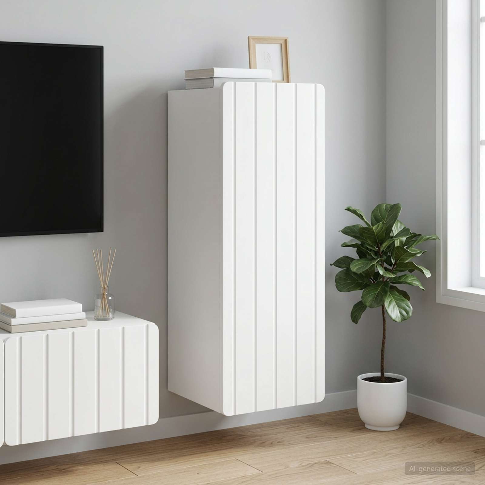 vidaXL Wall-Mounted Cabinet White 33 x 34.5 x 94 cm Engineered Wood 1