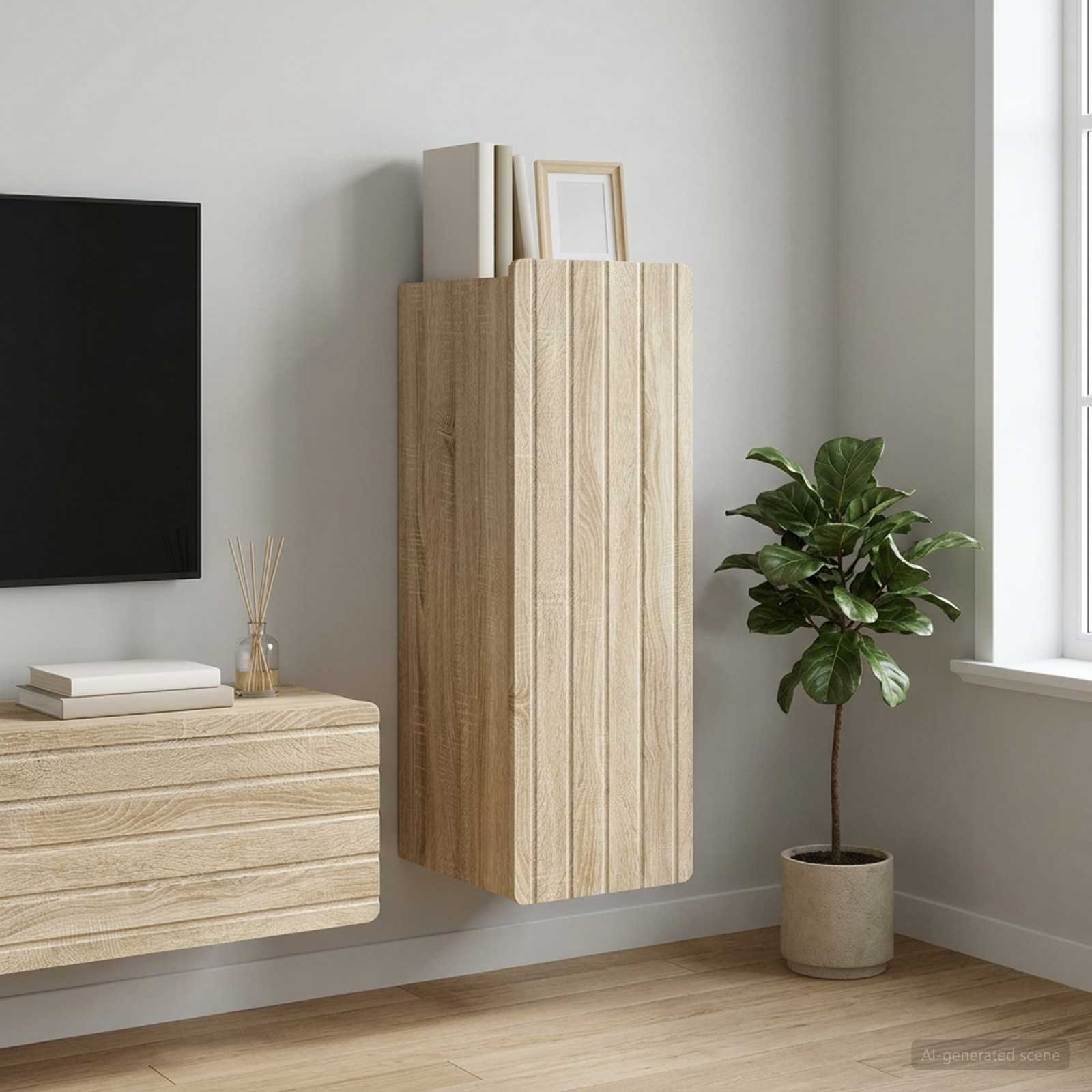 vidaXL Wall-Mounted Cabinet Sonoma Oak 33 x 34.5 x 94 cm 1