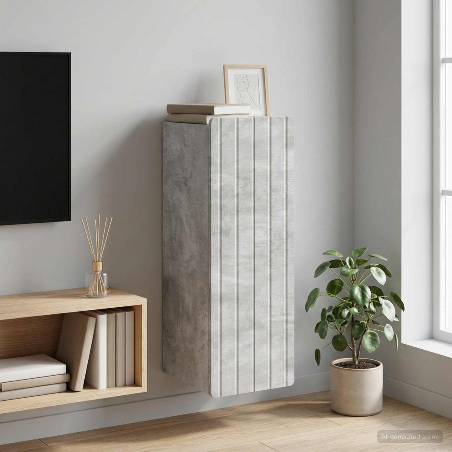 vidaXL Wall-Mounted Cabinet Concrete Grey 33 x 34.5 x 94 cm 1