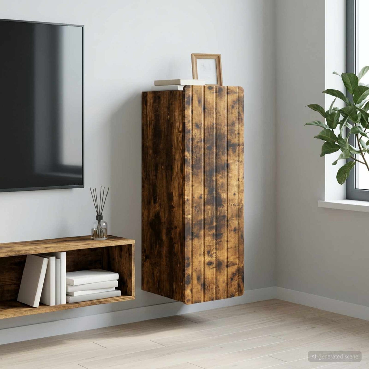 vidaXL Wall-Mounted Cabinet Smoked Oak 33 x 34.5 x 94 cm 1
