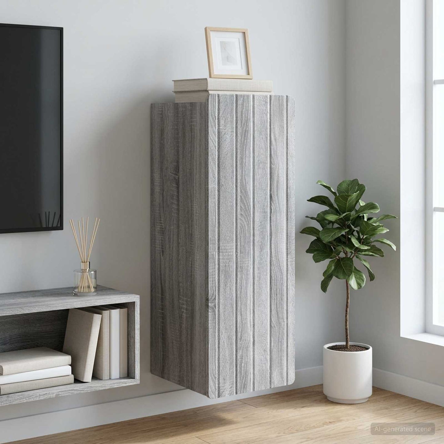 vidaXL Wall-Mounted Cabinet Grey Sonoma 33 x 34.5 x 94 cm 1