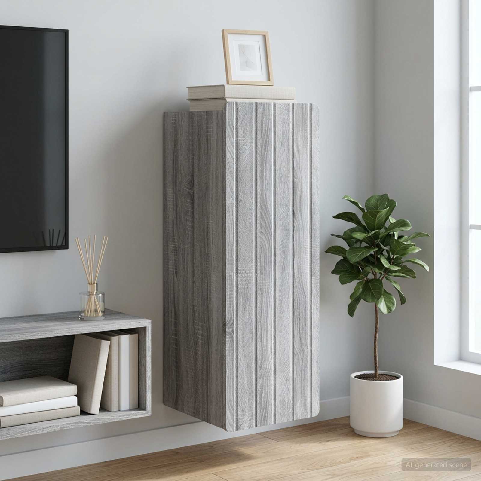 vidaXL Wall-Mounted Cabinet Grey Sonoma 33 x 34.5 x 94 cm 1