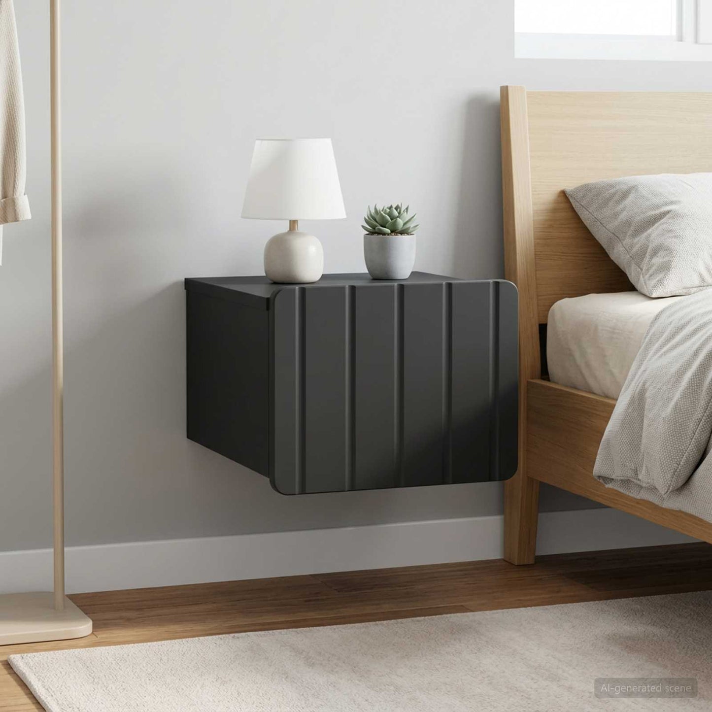 vidaXL Wall-Mounted Bedside Cabinet 2 pcs Black 33 x 34.5 x 24 cm 1