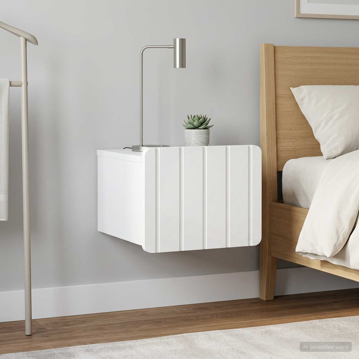 vidaXL Wall-Mounted Bedside Cabinet 2 pcs High Gloss White 4