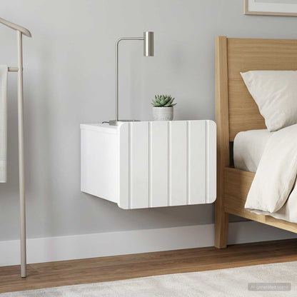 vidaXL Wall-Mounted Bedside Cabinet 2 pcs High Gloss White 4