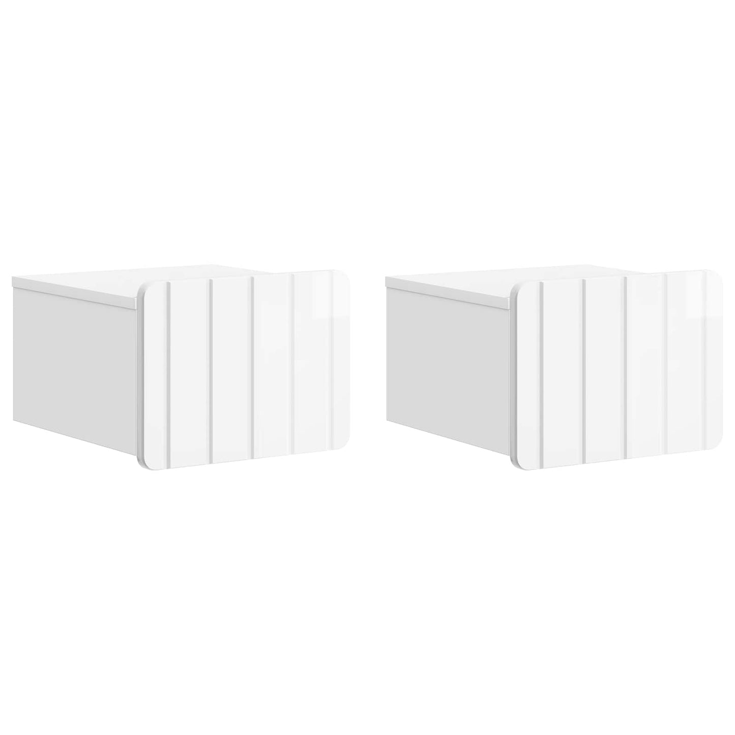 vidaXL Wall-Mounted Bedside Cabinet 2 pcs High Gloss White 2