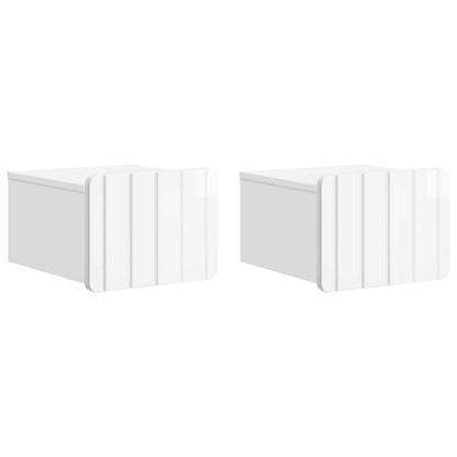 vidaXL Wall-Mounted Bedside Cabinet 2 pcs High Gloss White 2