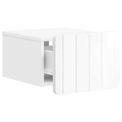 vidaXL Wall-Mounted Bedside Cabinet 2 pcs High Gloss White 6