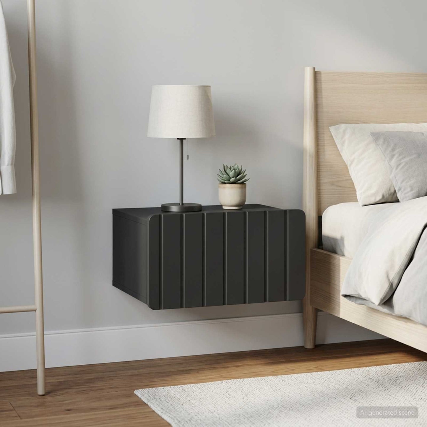 vidaXL Wall-Mounted Bedside Cabinet 2 pcs Black 49 x 34.5 x 24 cm 4