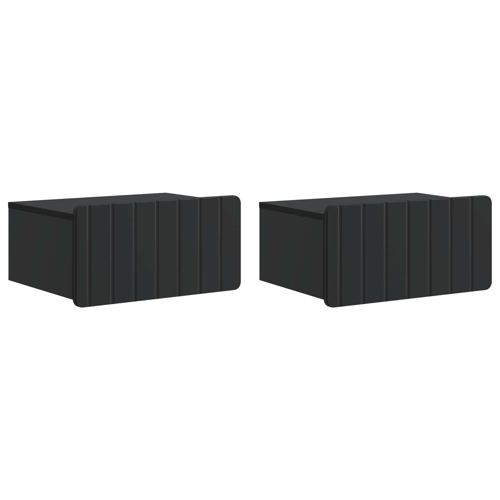 vidaXL Wall-Mounted Bedside Cabinet 2 pcs Black 49 x 34.5 x 24 cm 2