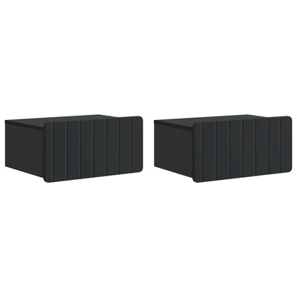 vidaXL Wall-Mounted Bedside Cabinet 2 pcs Black 49 x 34.5 x 24 cm 2